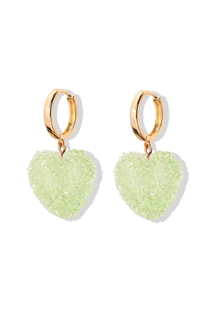 Crystal Haze Jelly Heart Hoops - Pistachio