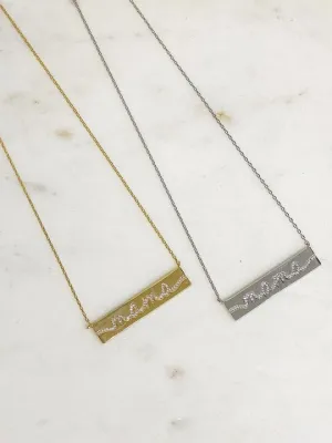 Cubic Zirconia 'mama' Bar Pendant Necklaces