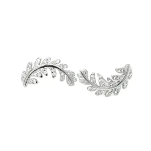 Curved Fern Leaf Cubic Zirconia Studs