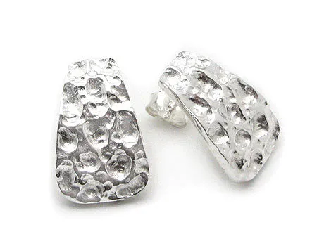 Curved Hammered Finish Sterling Silver Post Stud Earrings