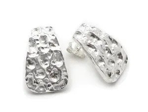 Curved Hammered Finish Sterling Silver Post Stud Earrings