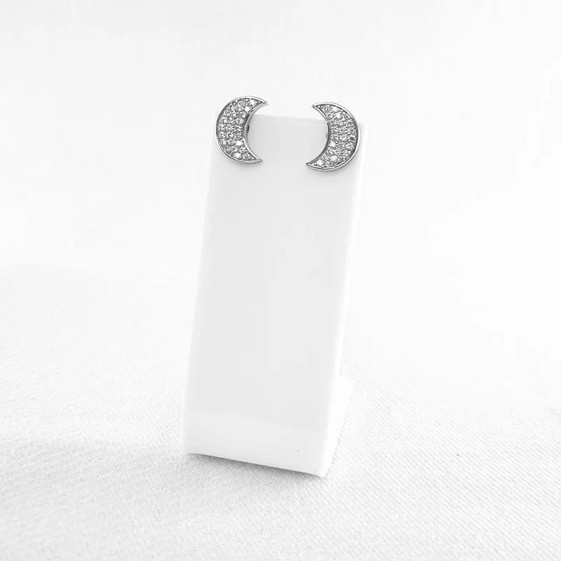 CZ Crescent Moon Stud Earrings