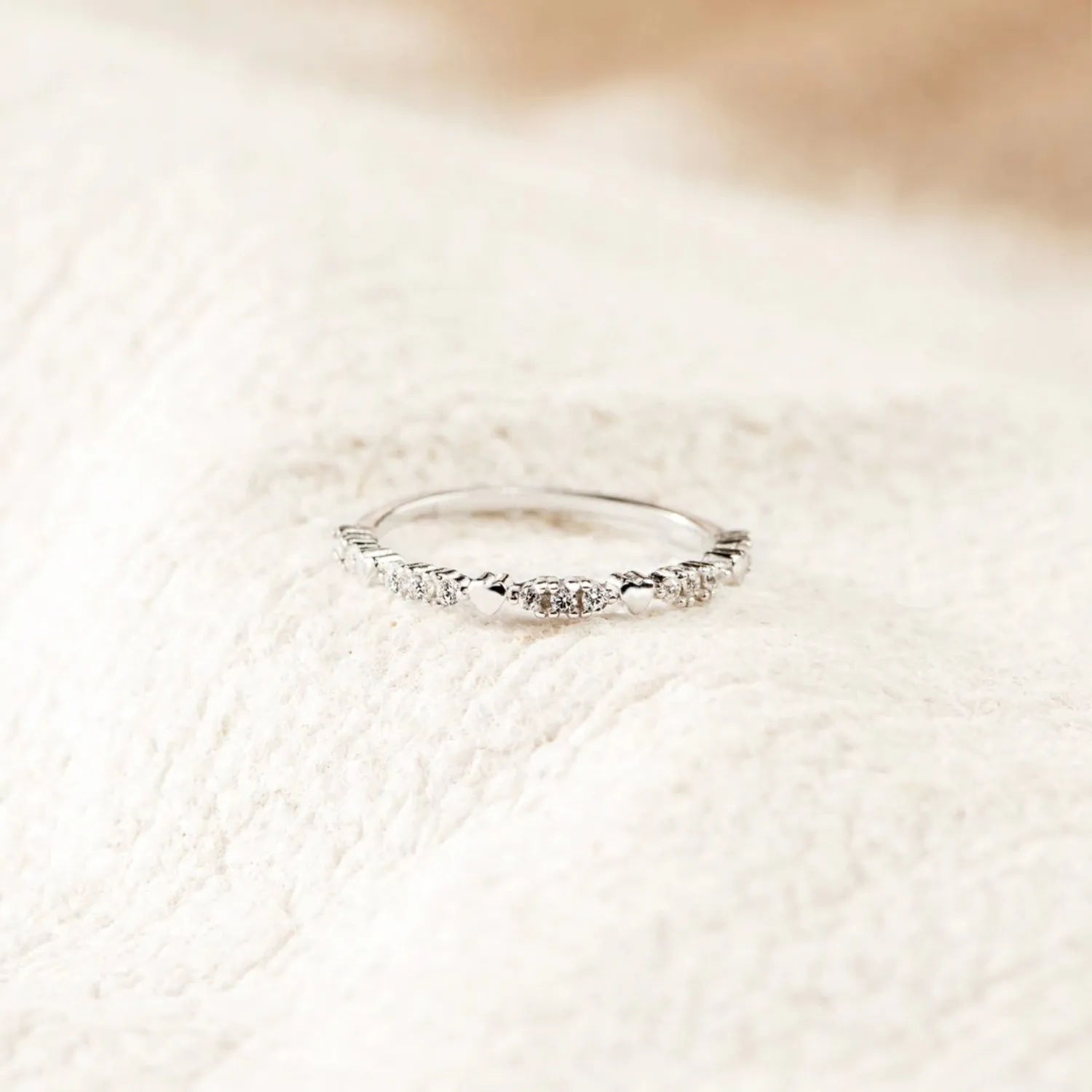 Dainty Cubic Zirconia Stacking Ring - 18K Gold Plated or 925 Sterling Silver