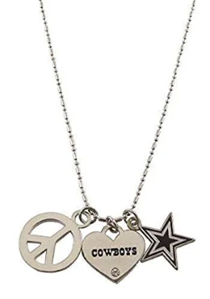 Dallas Cowboys Peace Love Necklace Logo Charm Pendant