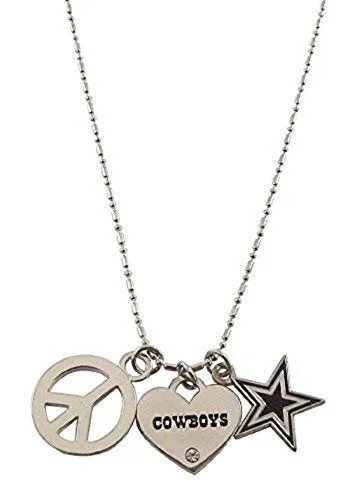 Dallas Cowboys Peace Love Necklace Logo Charm Pendant