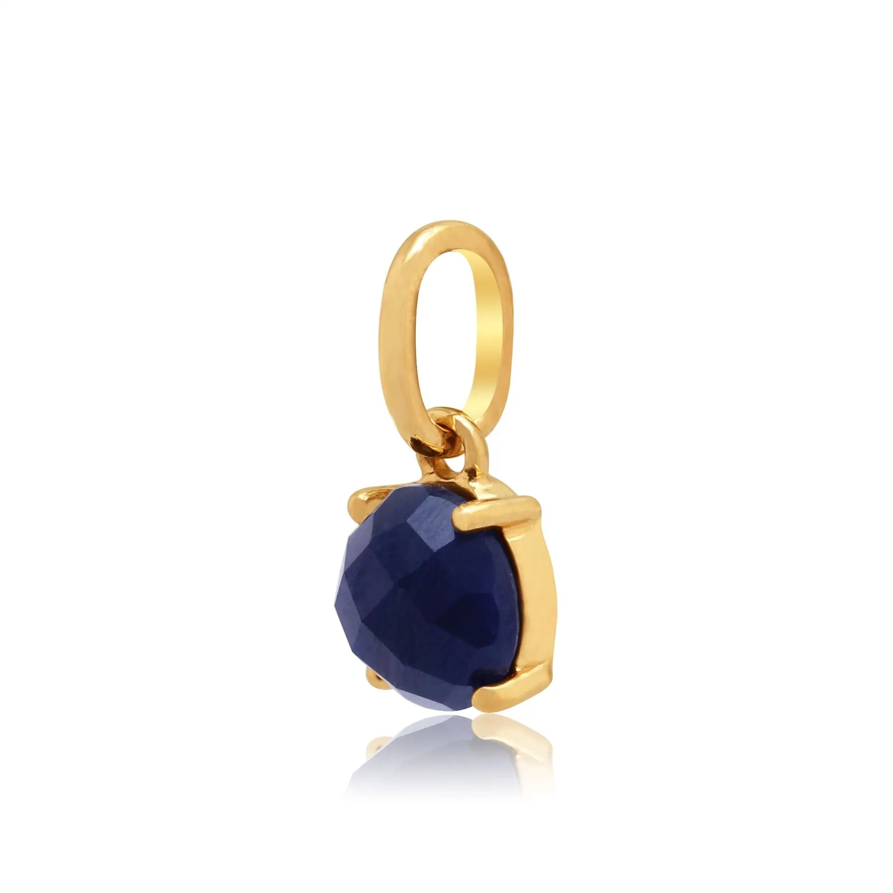 Damen 375 Gold 9ct Gelbgold Rund Checkerboard Schnitt Saphir Halskette Blau 45cm