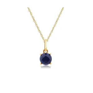Damen 375 Gold 9ct Gelbgold Rund Checkerboard Schnitt Saphir Halskette Blau 45cm