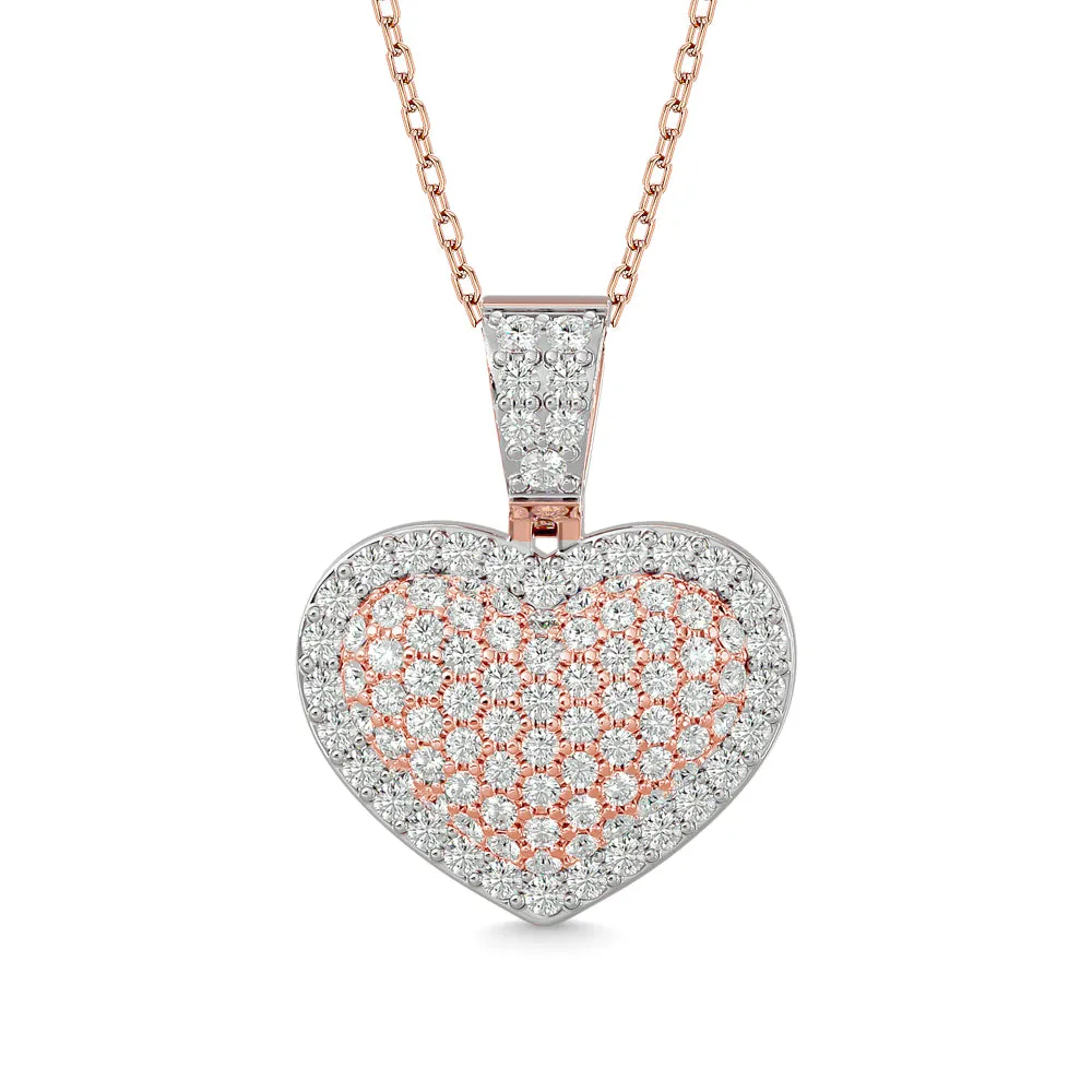 Diamond 1 ct tw Heart Pendant in 10K Pink Gold With White Gold Touch