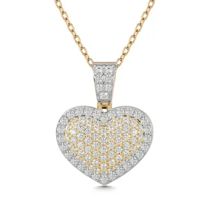 Diamond 1 ct tw Heart Pendant in 10K Yellow Gold With White Gold Touch