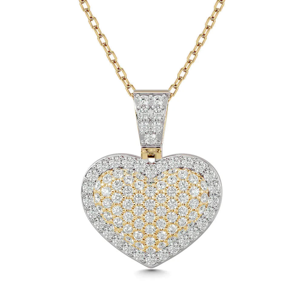 Diamond 1 ct tw Heart Pendant in 10K Yellow Gold With White Gold Touch