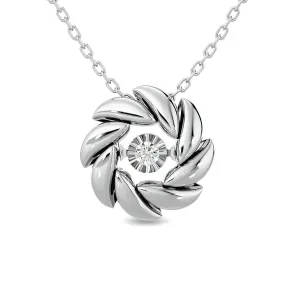 Diamond 1/20 ct tw Flower Pendant in Sterling Silver