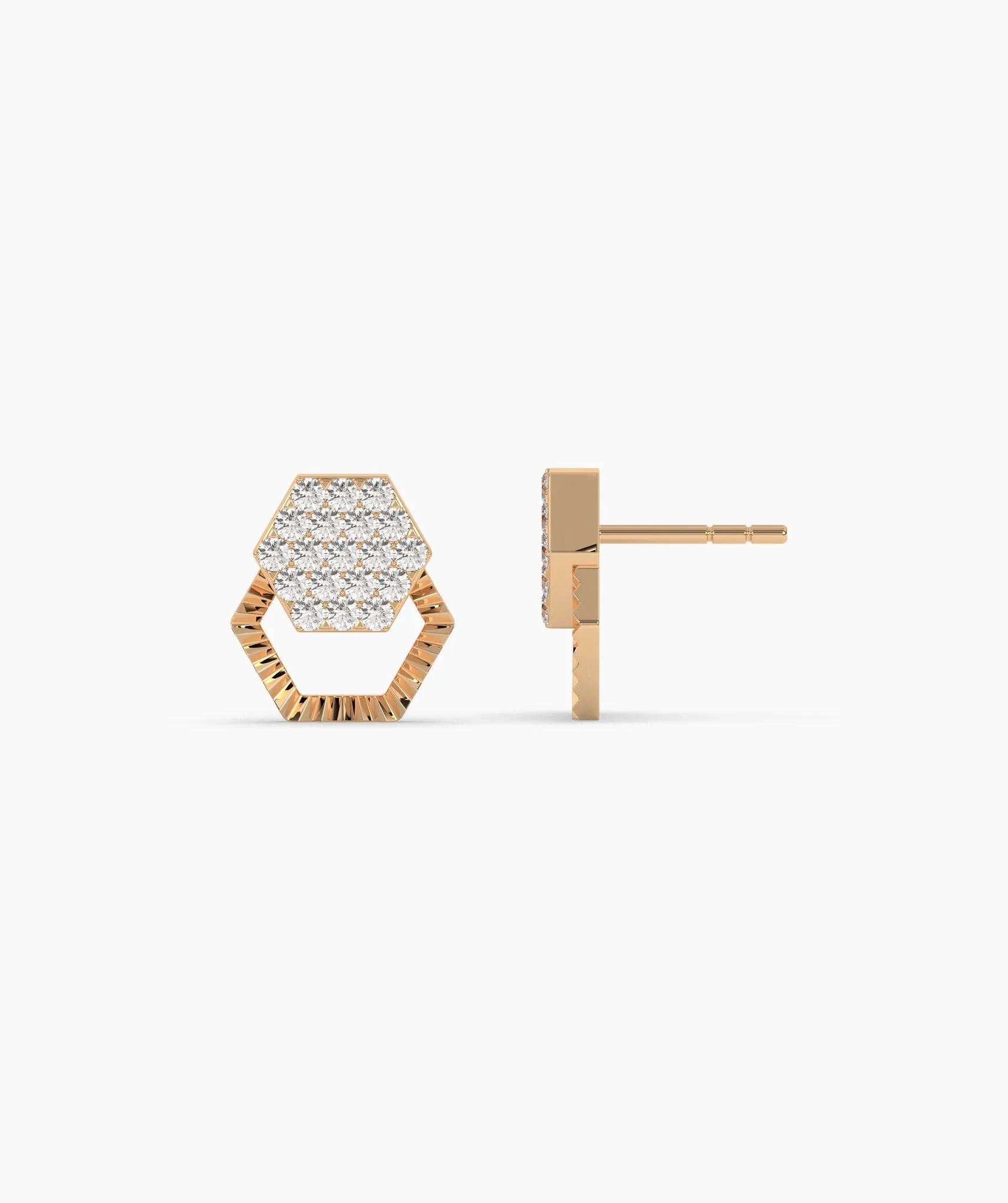 Diamond Cluster Hexagon Design Earrings