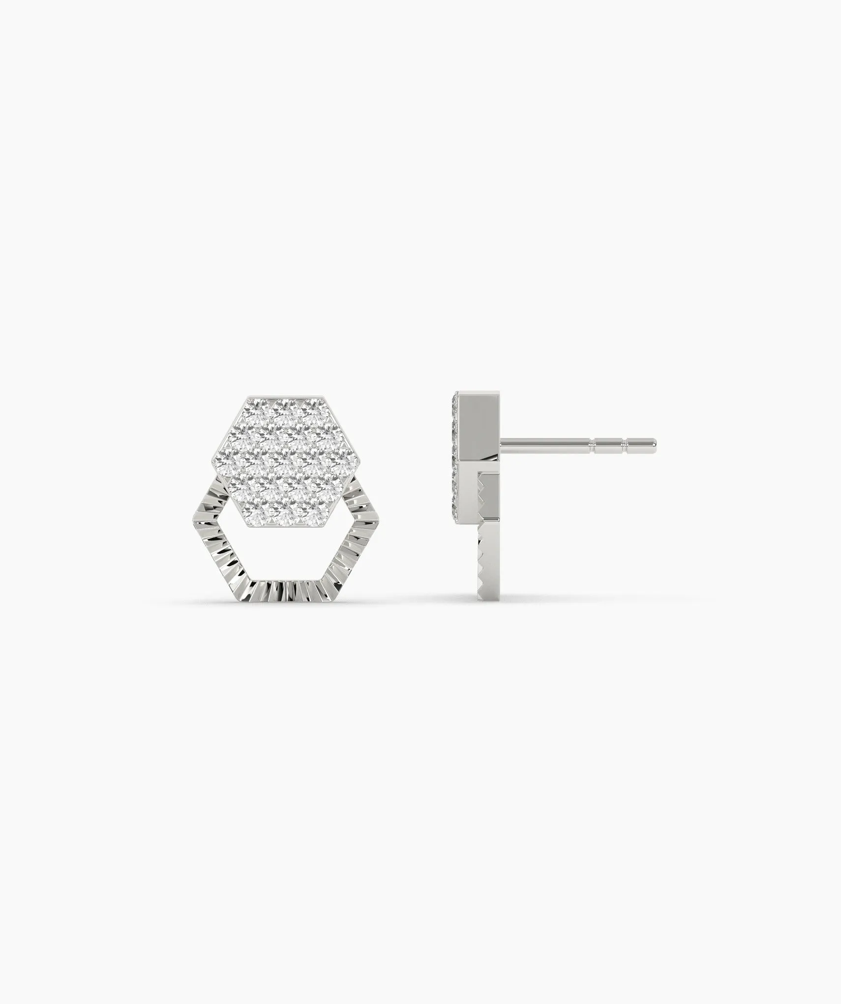 Diamond Cluster Hexagon Design Earrings