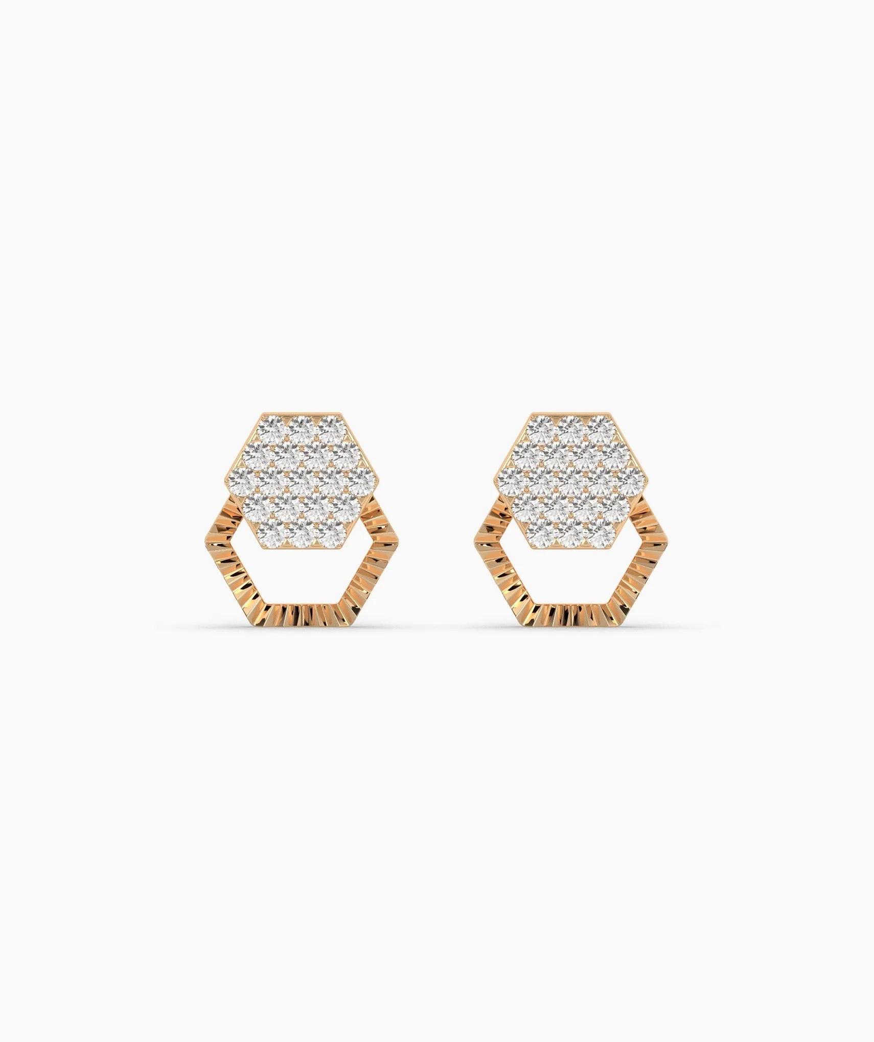 Diamond Cluster Hexagon Design Earrings