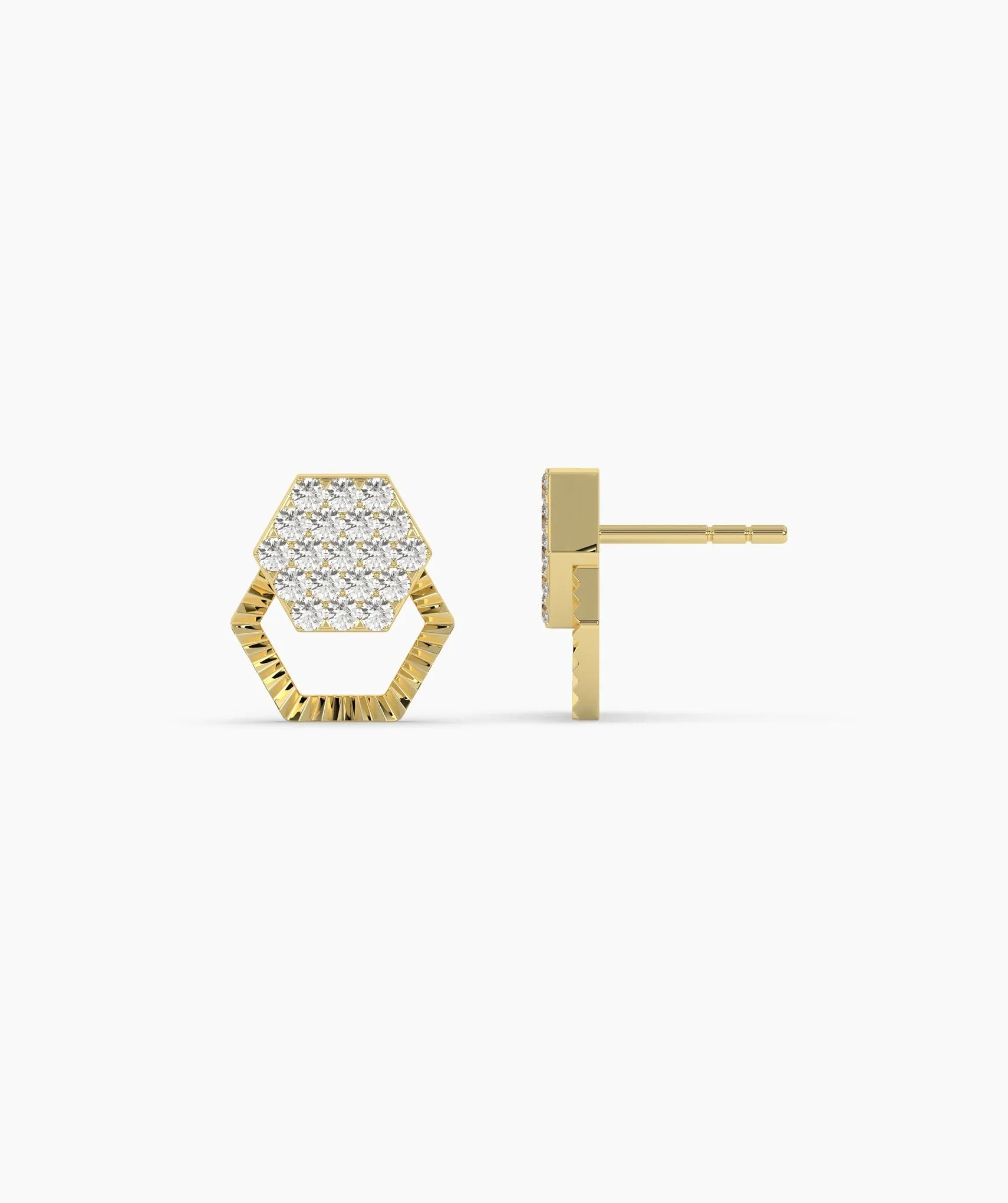 Diamond Cluster Hexagon Design Earrings
