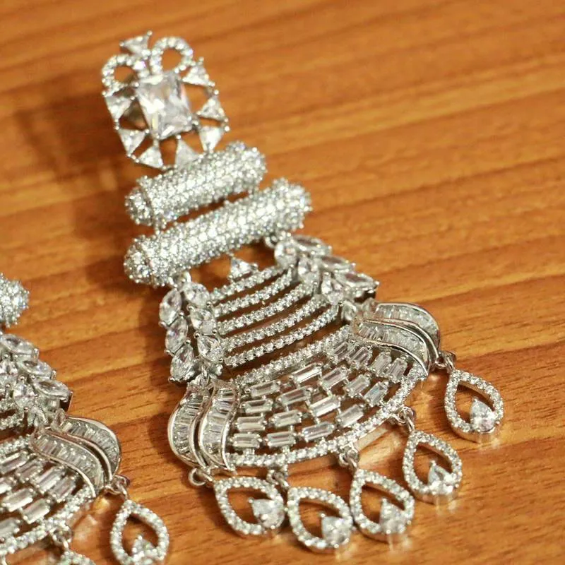 Diamond Look Silver Plated Elegant Danglers