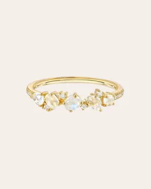 Diamond Moonstone Cluster Ring