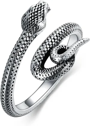 Diamond Snake Ring for Women 925 Sterling Silver Snake Statement Rings Vintage Punk Rings Open Adjustable Rings Jewelry Gifts for Women
