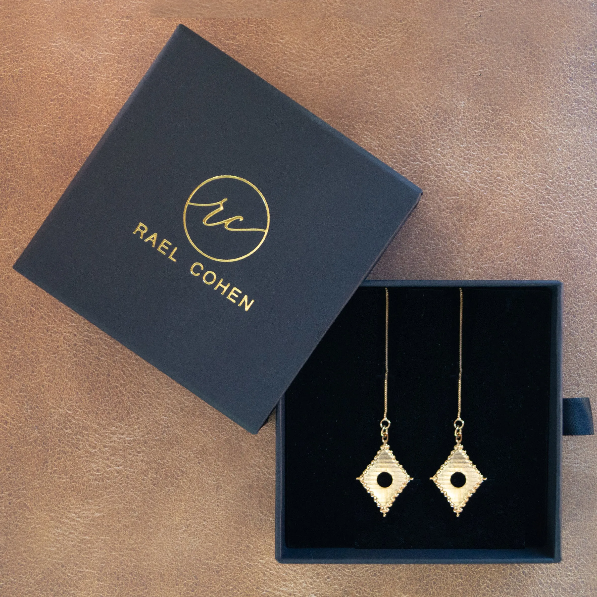 Drop Chain Earrings with Diamonds