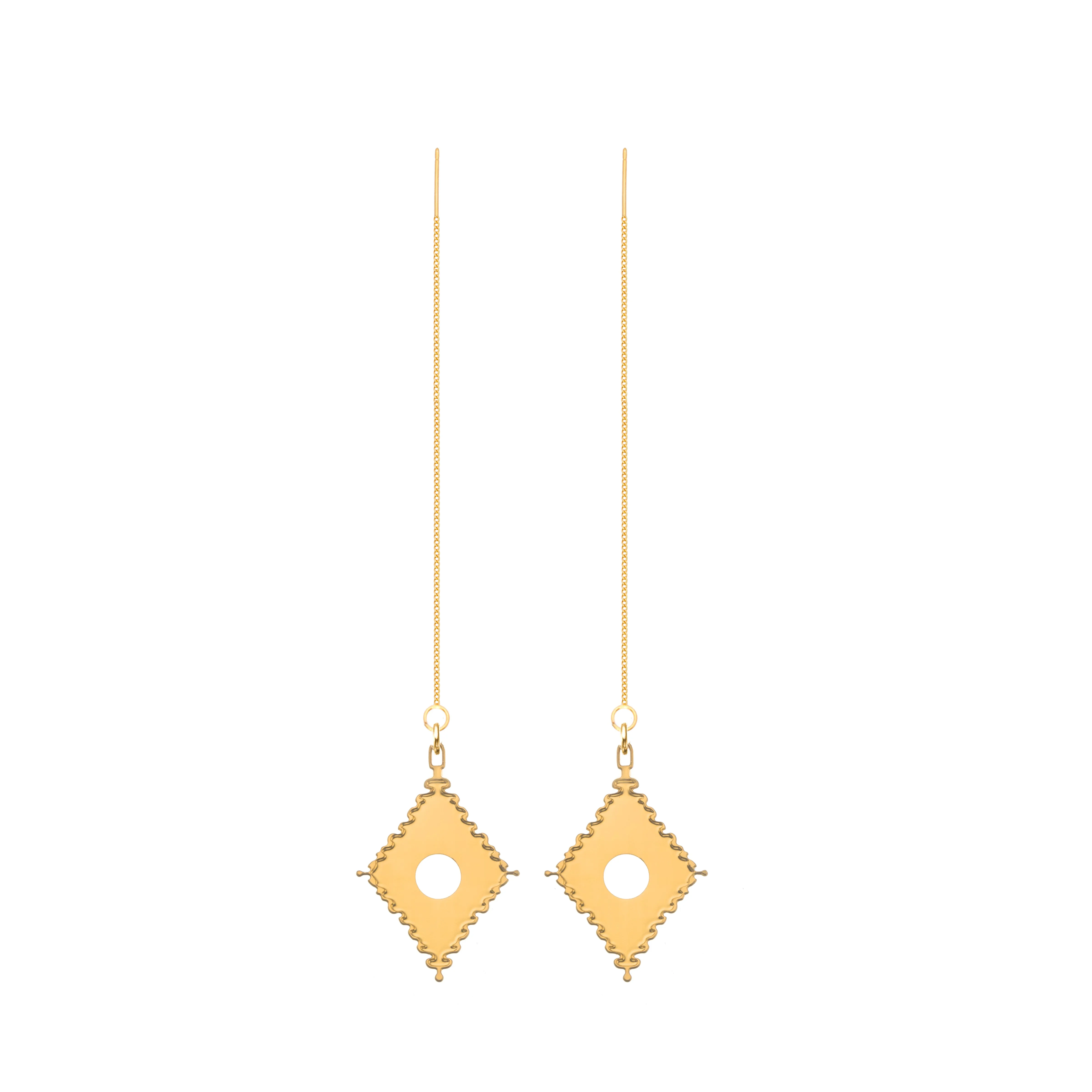 Drop Chain Earrings with Diamonds