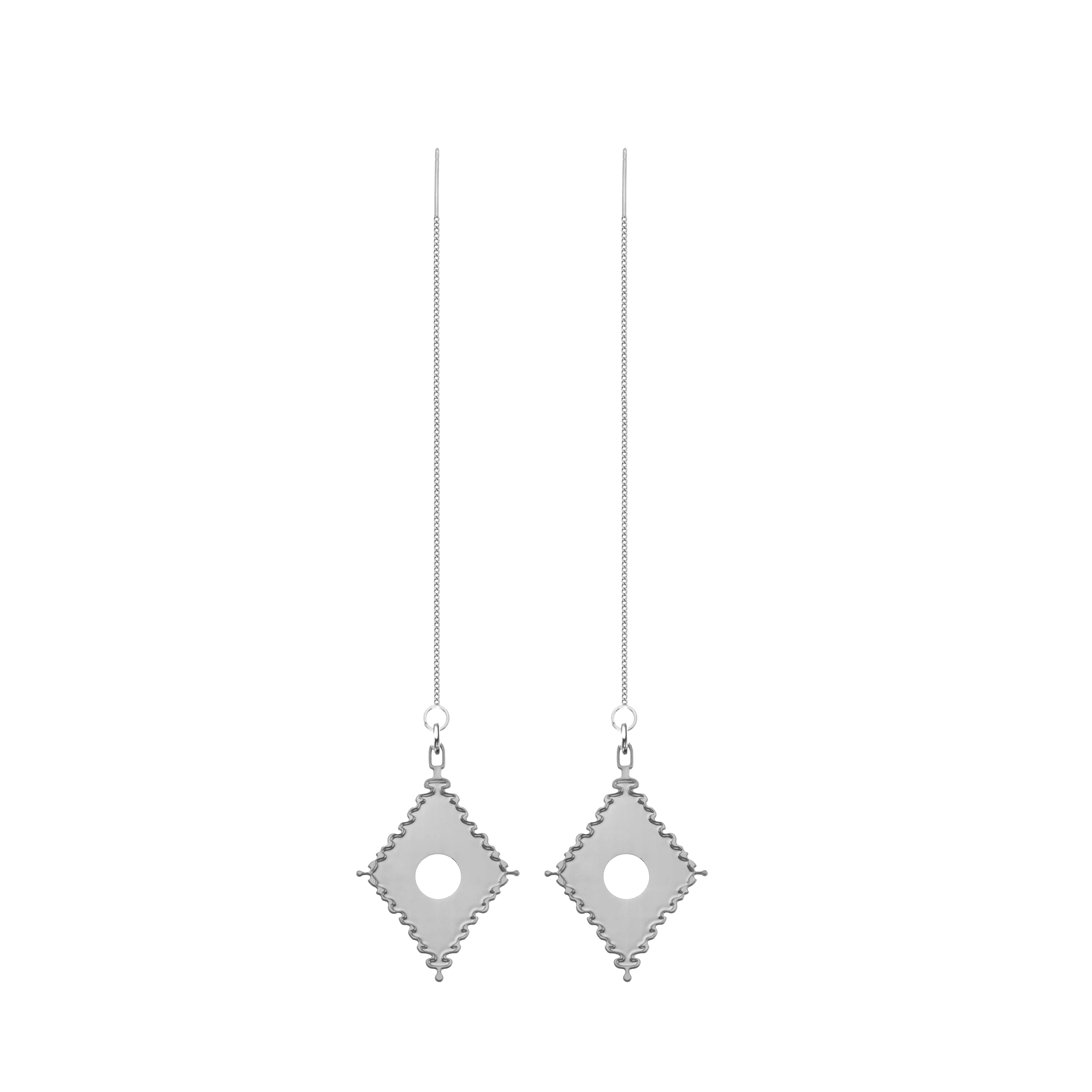 Drop Chain Earrings with Diamonds