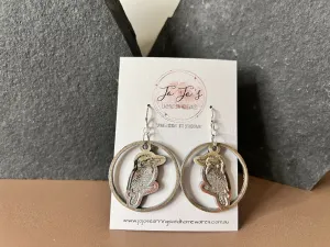 Earring Drop Kookaburra Fawn, Rose Gold, Brown