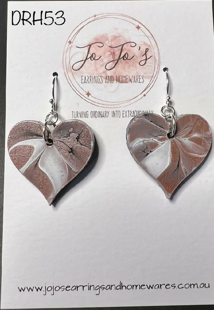 Earring Valentine Heart Rose gold, White, Black