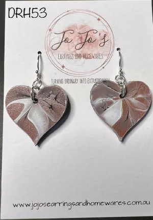 Earring Valentine Heart Rose gold, White, Black