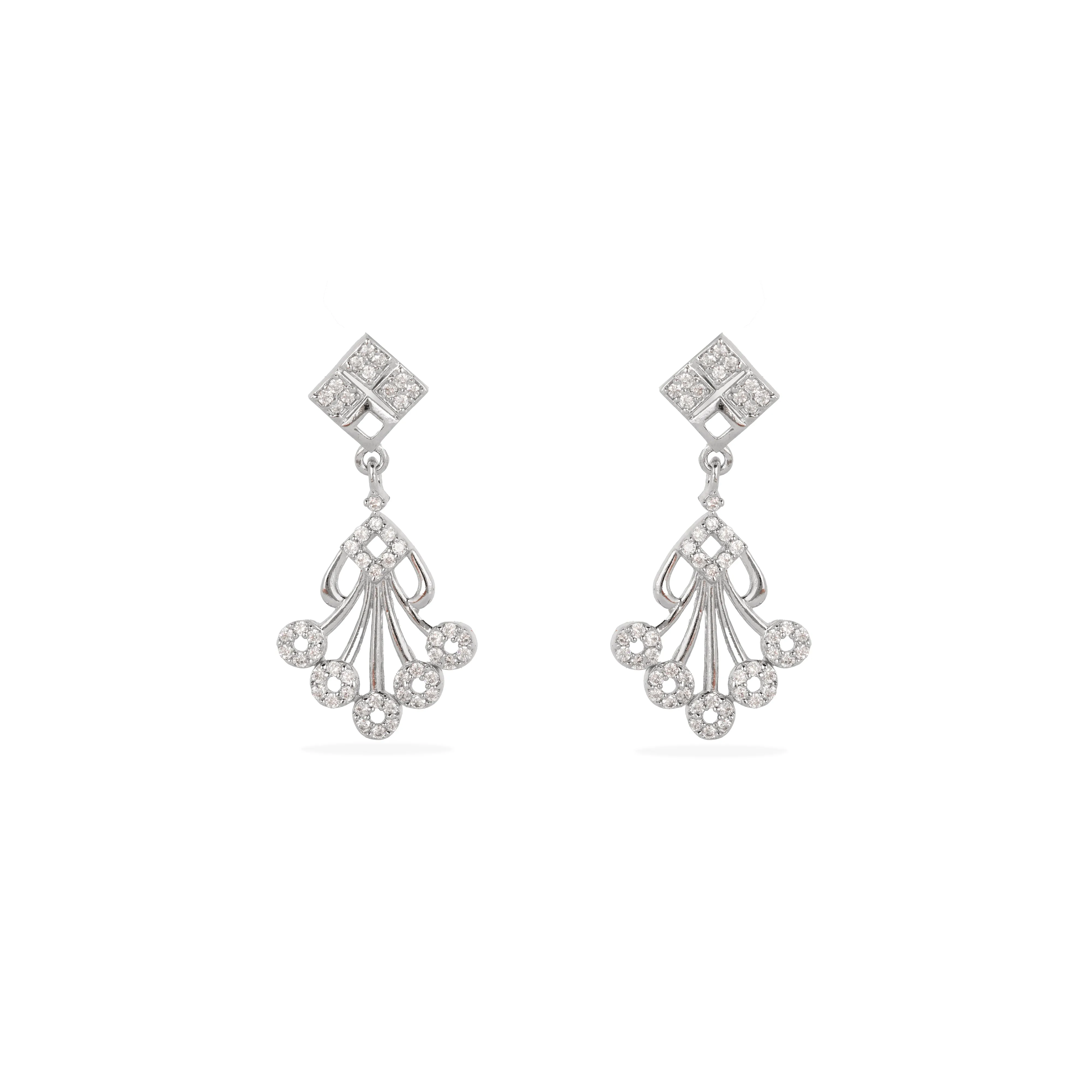 Elegant 925 Silver Chandelier Earrings with Sparkling Stones