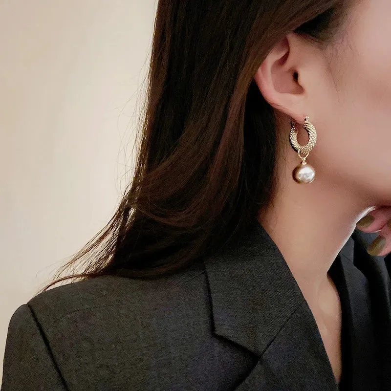 elegant big pearl drop earrings for women