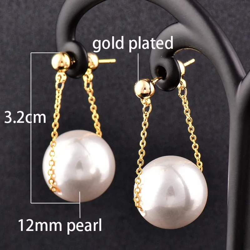 elegant big pearl drop earrings for women