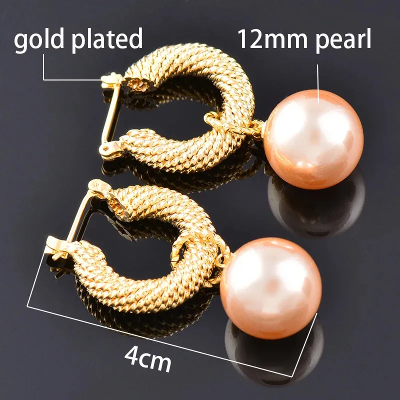 elegant big pearl drop earrings for women