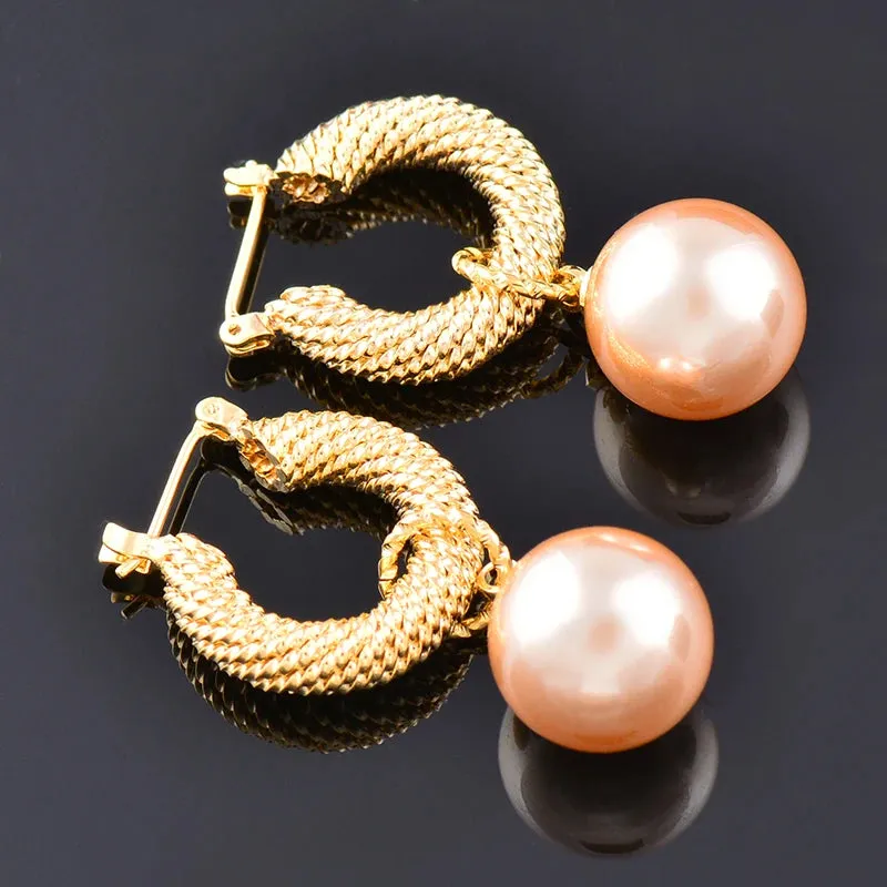 elegant big pearl drop earrings for women