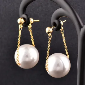 elegant big pearl drop earrings for women