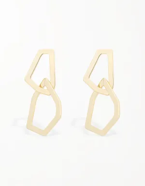 Elegant Geometric Gold Hexagonal Drop Earrings