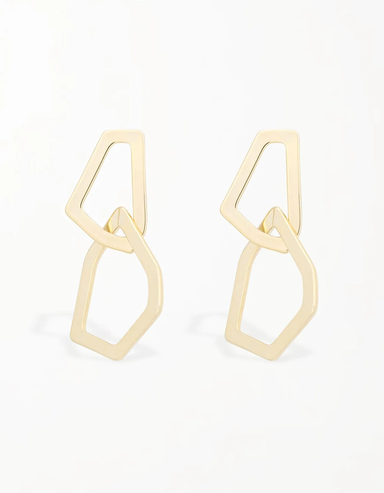 Elegant Geometric Gold Hexagonal Drop Earrings