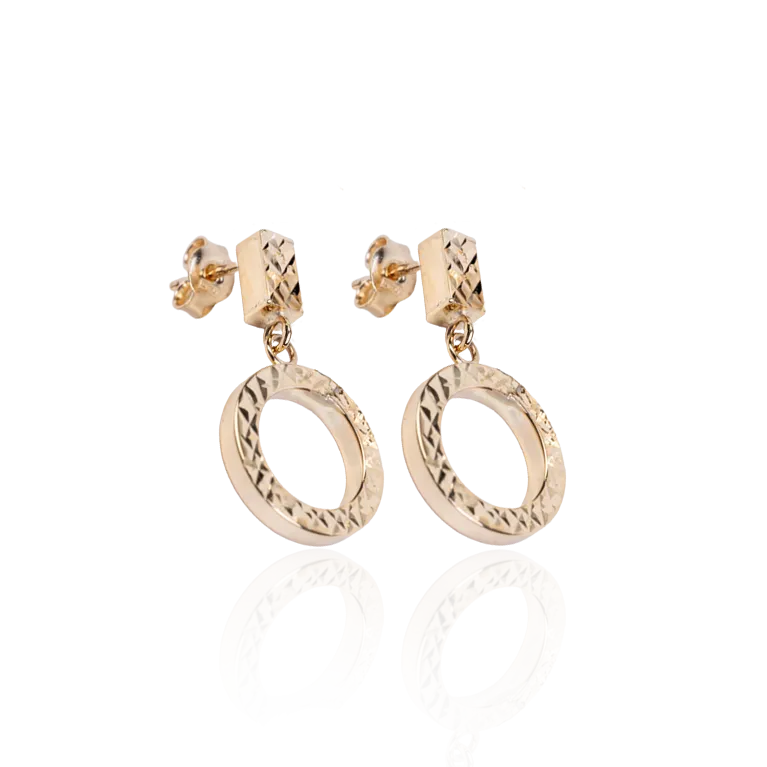 Elegant Gold Dimond Cut Earrings