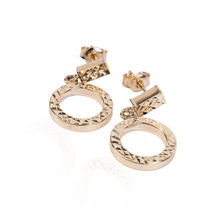 Elegant Gold Dimond Cut Earrings