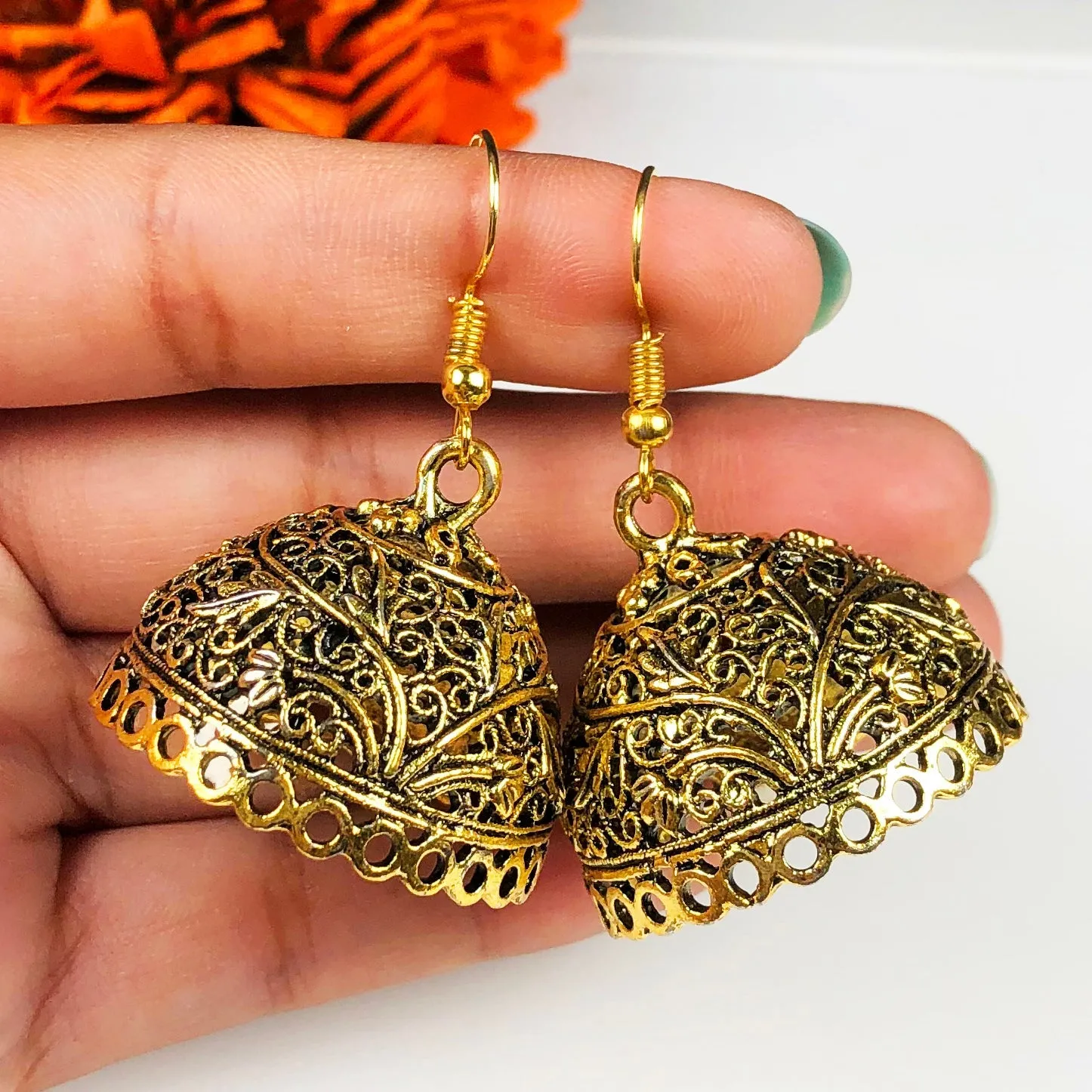 Elegant Golden Brass Earrings