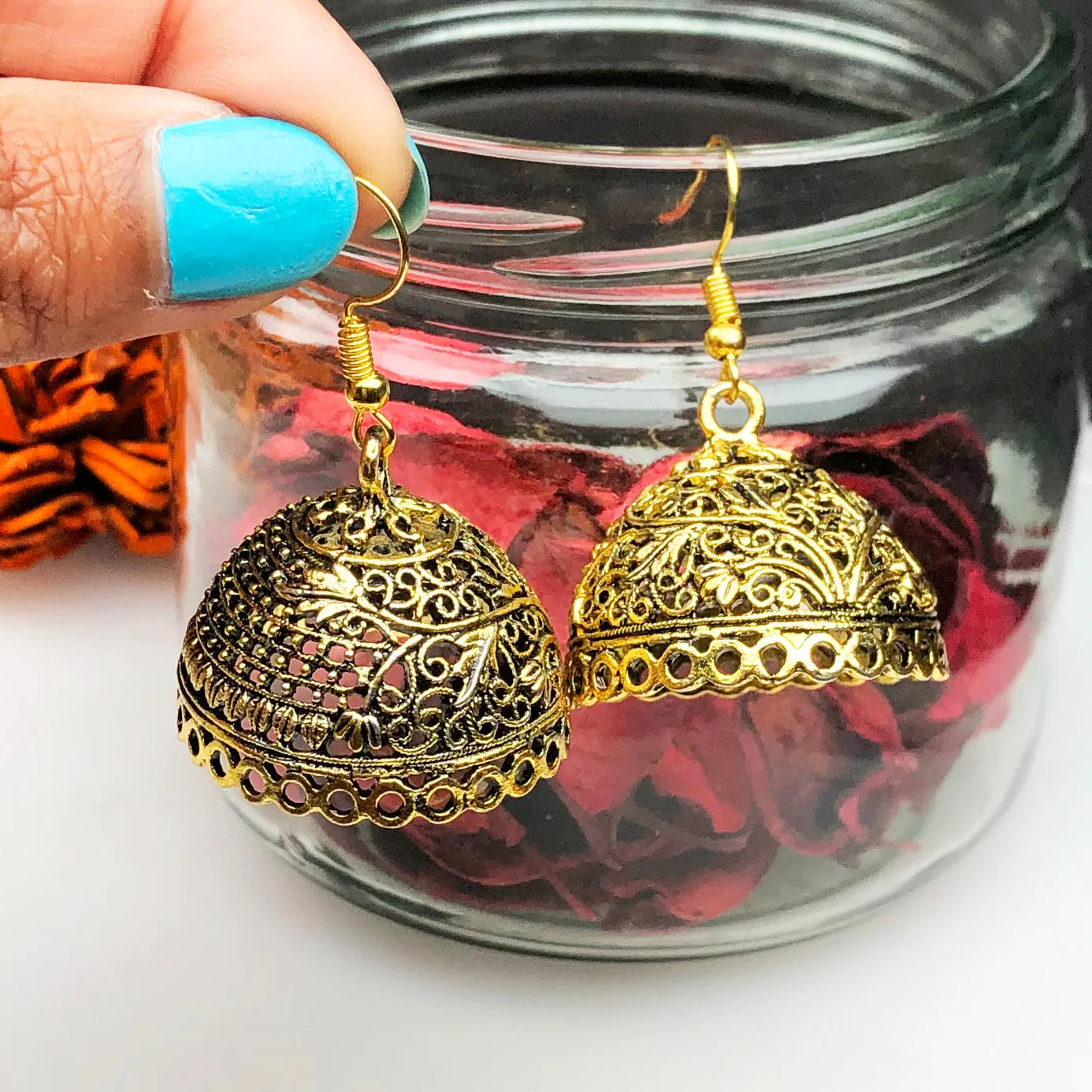 Elegant Golden Brass Earrings