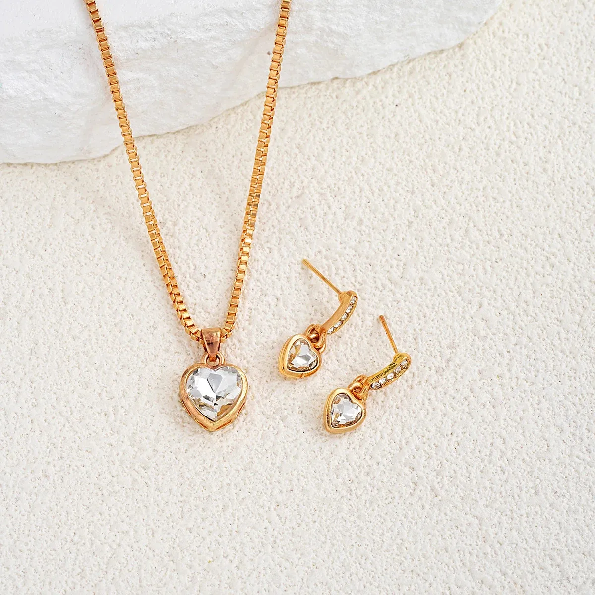 Elegant Heart Pendant & Earring Set