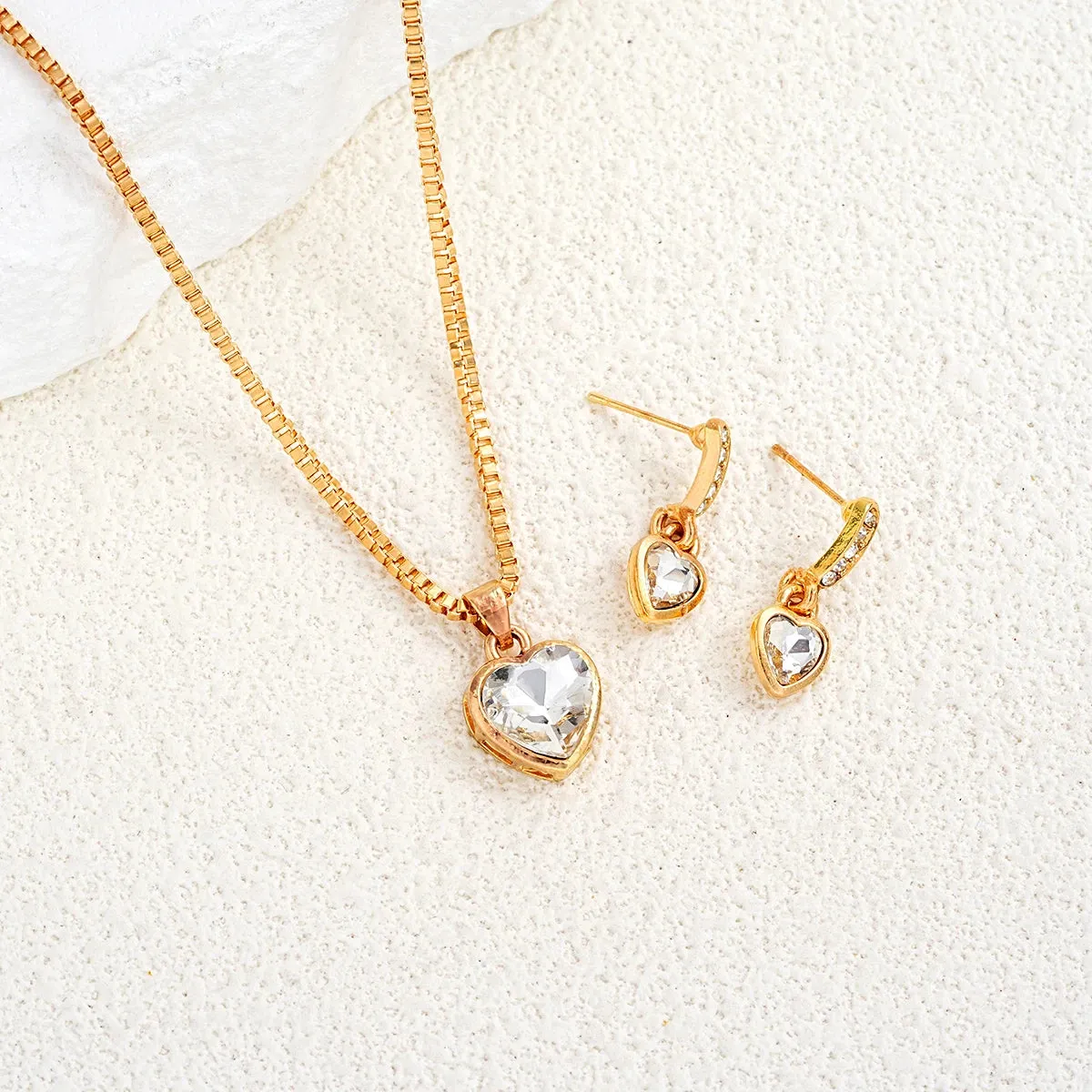 Elegant Heart Pendant & Earring Set