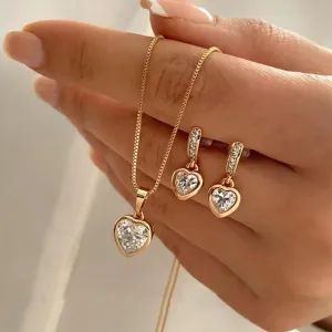 Elegant Heart Pendant & Earring Set