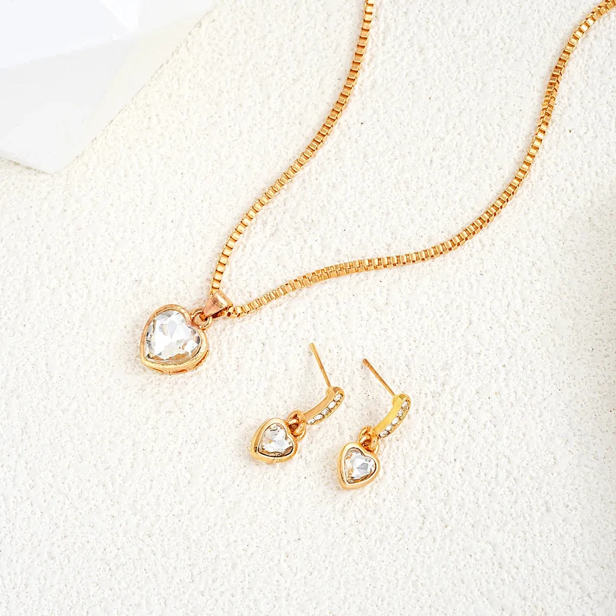 Elegant Heart Pendant & Earring Set