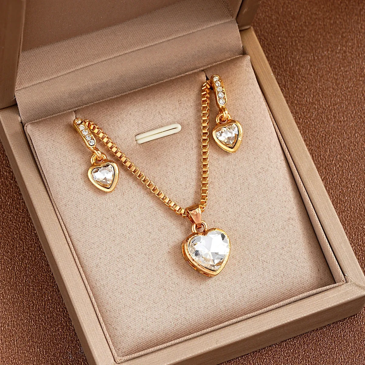 Elegant Heart Pendant & Earring Set