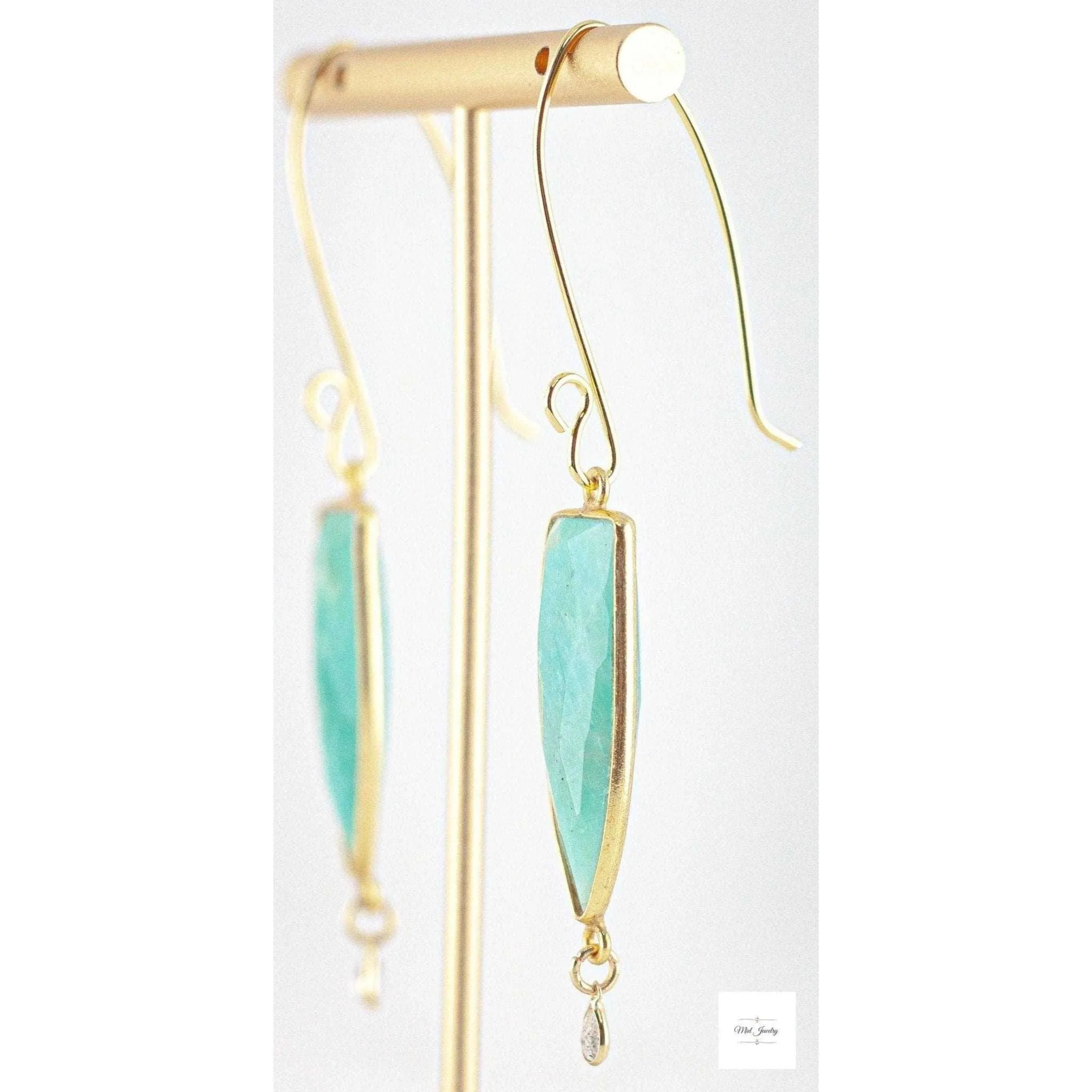 Elegant Mint Green Amazonite Earrings: Boho Chic Gemstone Earrings With Labradorite Stones