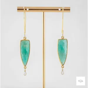 Elegant Mint Green Amazonite Earrings: Boho Chic Gemstone Earrings With Labradorite Stones