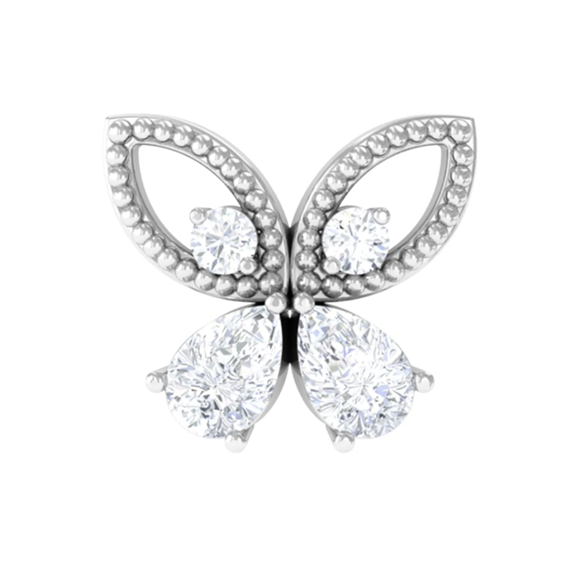 Elegant Pear Moissanite Butterfly Cartilage Earring