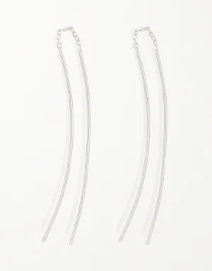 Elegant Sterling Silver Curved Bar Threader Earrings