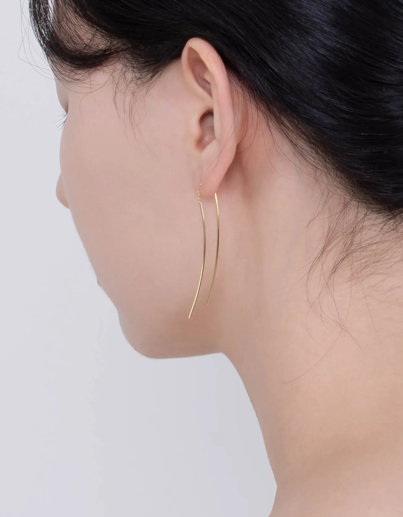 Elegant Sterling Silver Curved Bar Threader Earrings